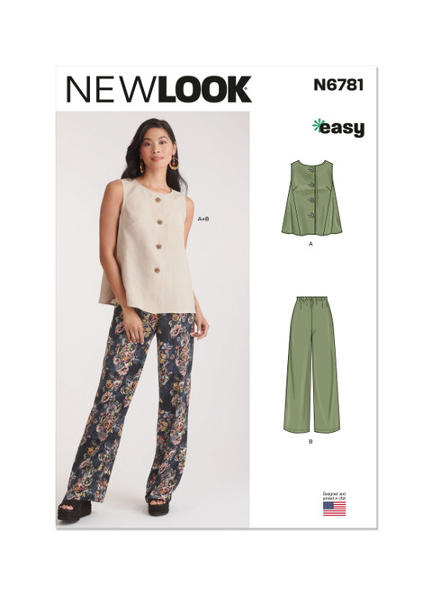 New Look Sewing Pattern Misses' Top and Pants - N6781 - Size - 10-22