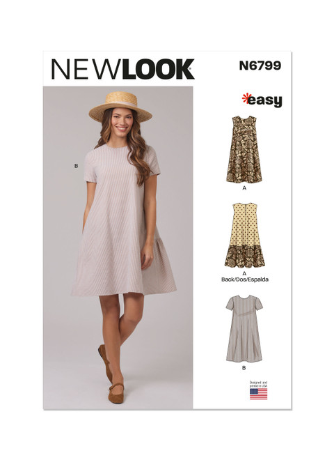 New Look Sewing Pattern Misses' Dress with Sleeve and Length Variations - N6799 - Size - XS-XXL