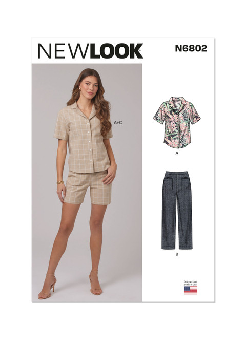 New Look Sewing Pattern Misses' Shirt, Pants and Shorts - N6802 - Size - 8-20