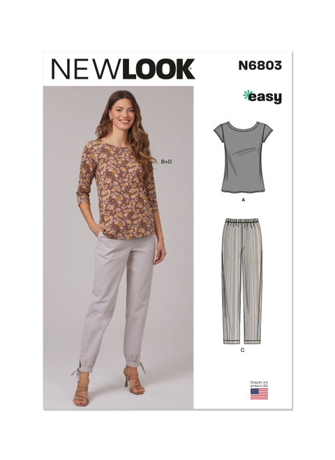 New Look Sewing Pattern Misses' Knit Tops and Pants - N6803 - Size - 8-18