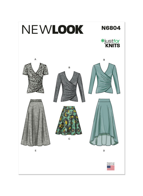 New Look Sewing Pattern Misses' Knit Tops and Skirts - N6804 - Size - S-XL