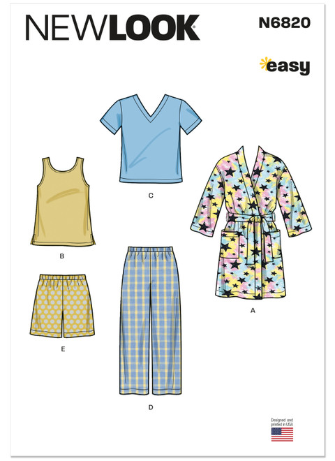 New Look Sewing Pattern Children's Loungewear - N6820 - Size - 3-8