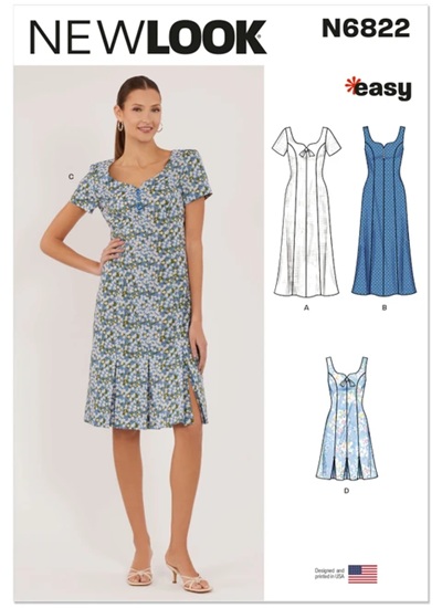 New Look Sewing Pattern Misses' Dress in Two Lengths with Sleeve Variations - N6822 - Size - 6-16