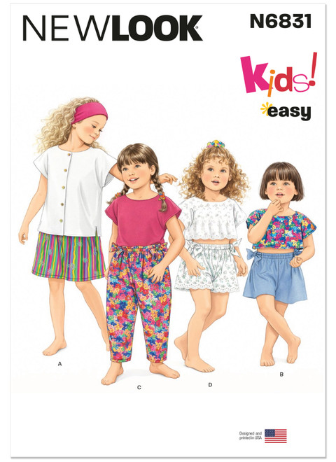 New Look Sewing Pattern Children's Tops, Shorts and Pants - N6831 - Size - 3-8