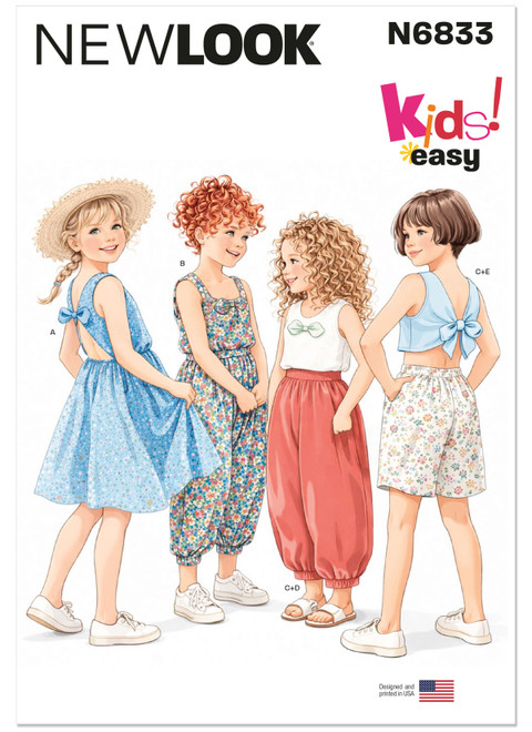 New Look Sewing Pattern Children's Dress, Playsuit, Top, Pants and Shorts - N6833 - Size - 3-8