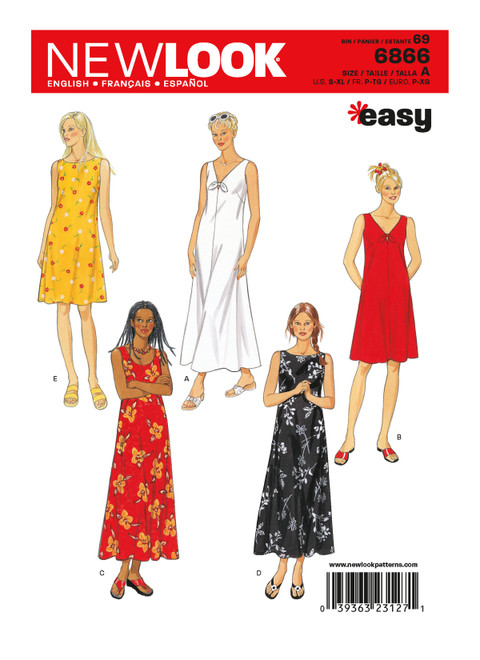 New Look Sewing Pattern Misses' Dresses  - N6866 - Size - S-XL