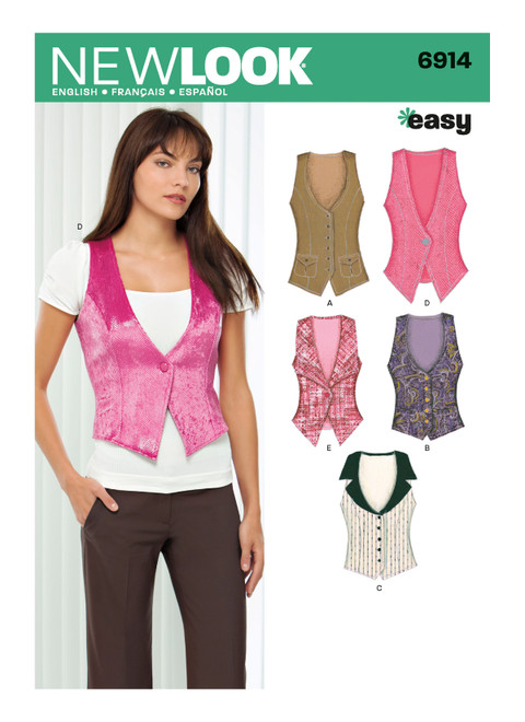 New Look Sewing Pattern Misses' Vests - N6914 - Size - 4-16