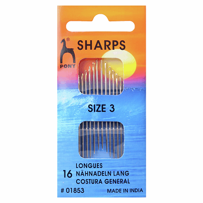 PO1853 Hand Sewing Needles: Sharps: Gold Eye: Size 3