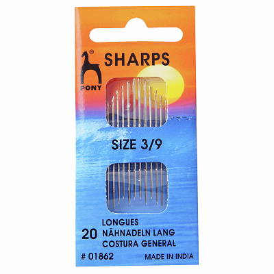 PO1862 Hand Sewing Needles: Sharps: Gold Eye: Sizes 3-9