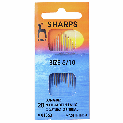 PO1863 Hand Sewing Needles: Sharps: Gold Eye: Sizes 5-10