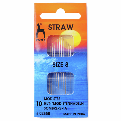 PO2858 Hand Sewing Needles: Straw/Milliners: Gold Eye: Size 8