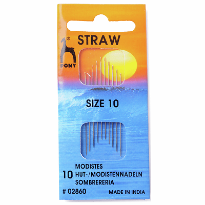 PO2860 Hand Sewing Needles: Straw/Milliners: Gold Eye: Size 10