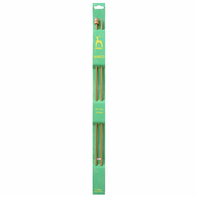 P66805 - 33cm x 3mm Pony Natural Bamboo Knitting Pin 