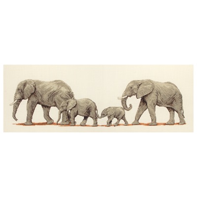 Counted Cross Stitch Kit: Elephant Stroll - PCE732