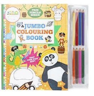 WHT 384081 16 page jumbo colouring book with pencils - Panda