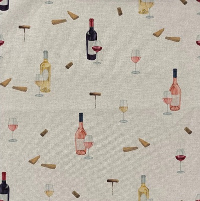 Canvas - EM27- PCAN14 Recycled Linen Look Digital Canvas Wine Illustration