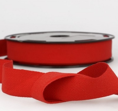 25mm COTTON TWILL TAPE - S107 008 Red - 1m