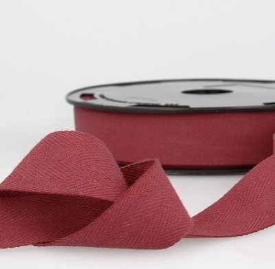 25mm COTTON TWILL TAPE - S107 71 Bourgogne - 1m