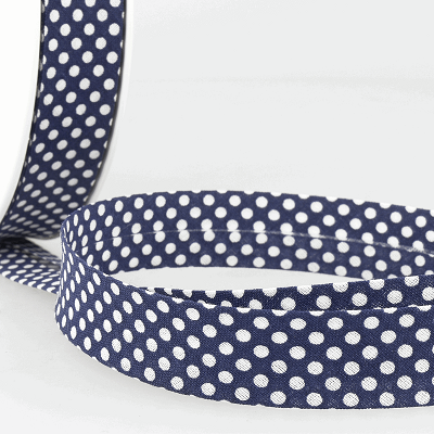 Cotton 20mm Bias Binding -1m - S1667D000\023 - Dot - Navy