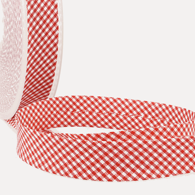 Polycotton 20mm Bias Binding -1m - S1692D020\08 - Small Check Gingham - Red