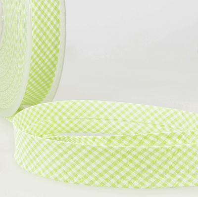 Polycotton 20mm Bias Binding -1m - S1692D020\16 - Small Check Gingham - Anise Green