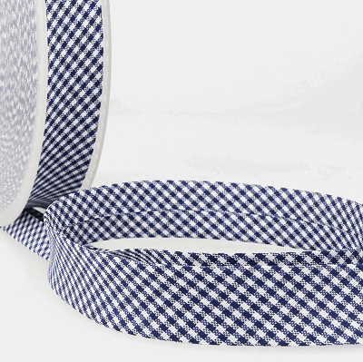 Polycotton 20mm Bias Binding -1m - S1692D020\27 - Small Check Gingham - Navy