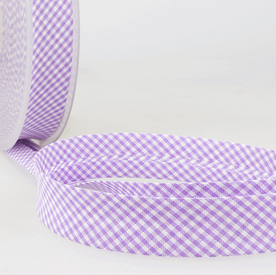 Polycotton 20mm Bias Binding -1m - S1692D020\88 - Small Check Gingham - Mauve