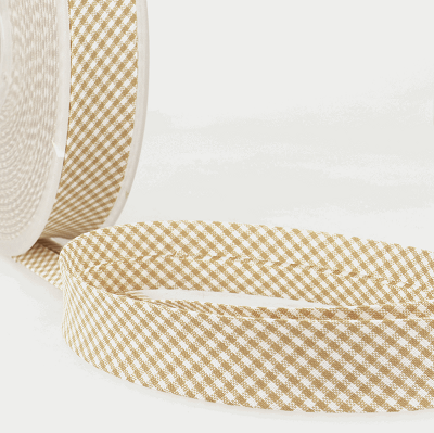 Polycotton 20mm Bias Binding -1m - S1693D020\40 - Large Check Gingham - Beige