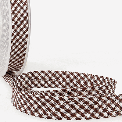 Polycotton 20mm Bias Binding -1m - S1693D020\60 - Large Check Gingham - Brown