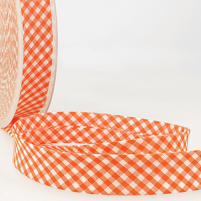 Polycotton 20mm Bias Binding -1m - S1693D020\83 - Large Check Gingham - Orange