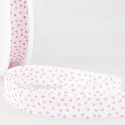 Polycotton 20mm Bias Binding -1m - S1873D000\074 Stars - Light Pink