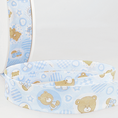 Cotton 20mm Bias Binding -1m - S1889D000\003 Teddy Bears - Light Blue