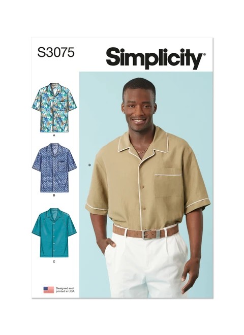 Simplicity Sewing Pattern Men's Shirts - S3075 - Size - S-XXL (A,L,N)