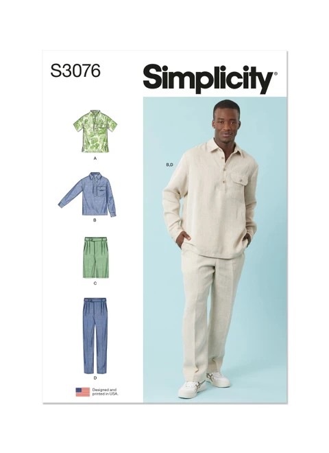 Simplicity Sewing Pattern Men's Tops, Shorts and Pants - S3076 - 34-42 or 44-52 (A,L,N)