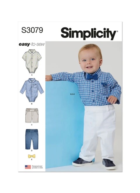 Simplicity Sewing Pattern Babies' Bodysuits, Shorts and Pants - S3079 - Size - XS-L (U)