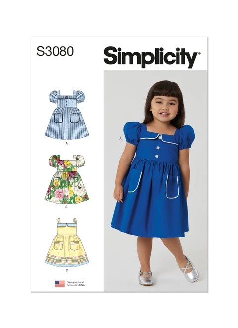 Simplicity Sewing Pattern Toddlers' Dresses - S3080 - Size - 1/2-4 (U)