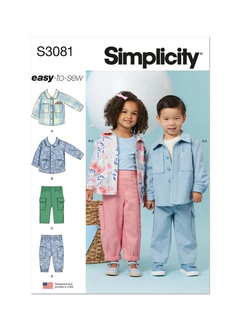 Simplicity Sewing Pattern Toddlers' Jackets and Pants - S3081 - Size - 1/2-4 (U)