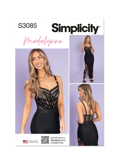Simplicity Sewing Pattern Misses' and Women's Corset Dress with Custom Cup Sizes - S3085 - XS-XL or 1X-5X (A,L,N)