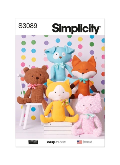 Simplicity Sewing Pattern Plush Pets by Elaine Heigl Designs - S3089 - Size - One Size (K)
