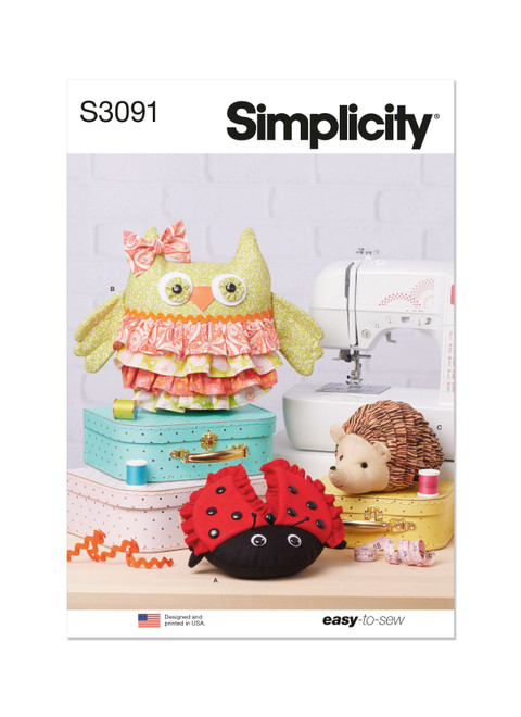 Simplicity Sewing Pattern Plush Animals - S3091 - Size - One Size (K)