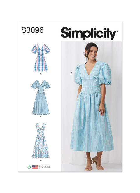 Simplicity Sewing Pattern Misses' and Women's Dress with Length and Sleeve Variations - S3096 - 10-20 or 20w-30w (A,L,N)