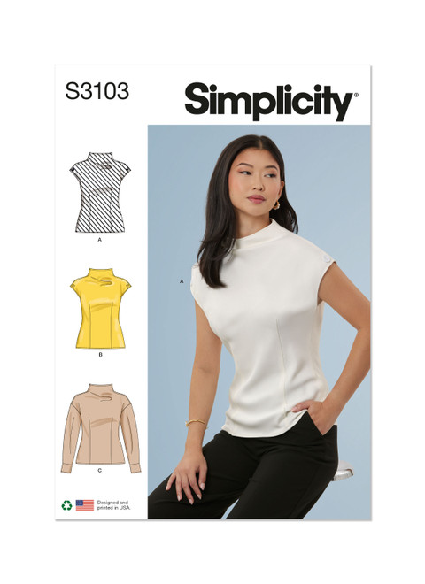 Simplicity Sewing Pattern Misses' Top with Sleeve Variations - S3103 - 4-12 or 14-22 (A,L,N)