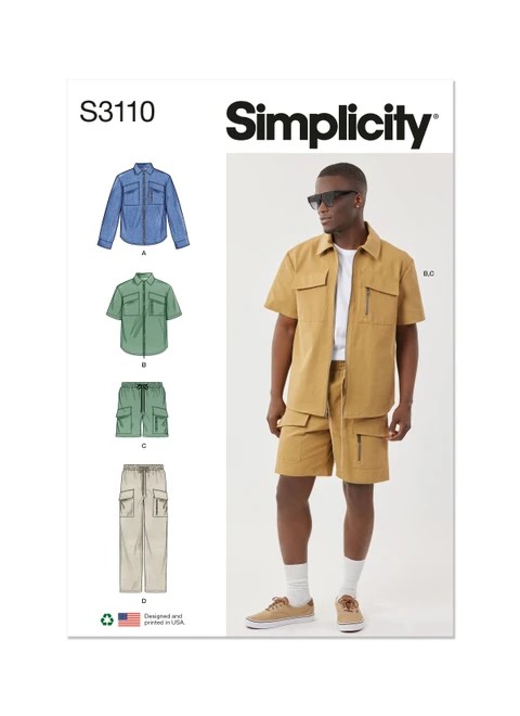 Simplicity Sewing Pattern Men's Shirts, Shorts and Pants - S3110 - 34-42 or 44-52 (A,L,N)