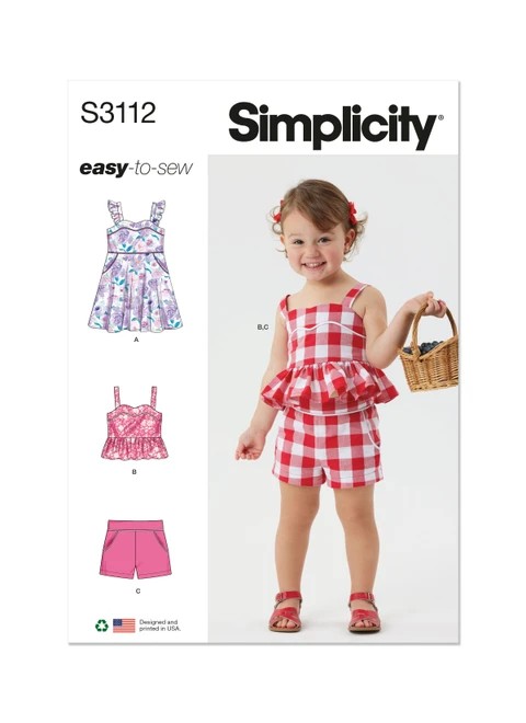 Simplicity Sewing Pattern Toddlers' Dress, Top and Shorts - S3112 - Size - 1/2-4 (U)