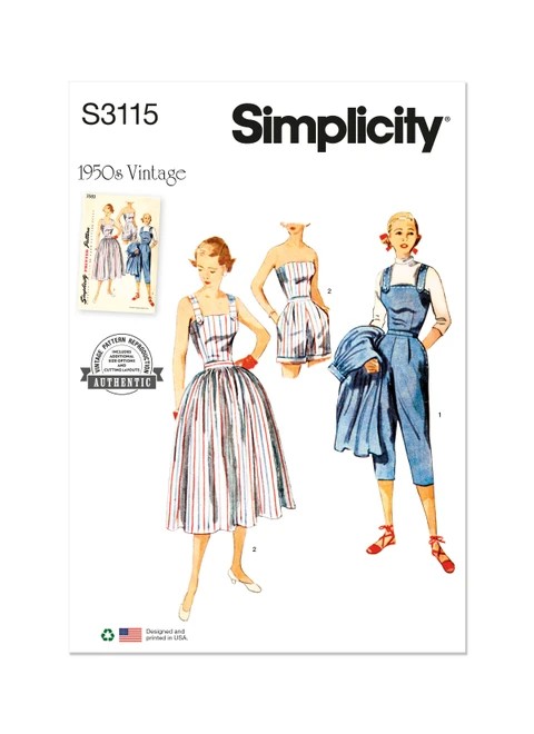 Simplicity Sewing Pattern 1950s Misses' Two-Piece Play Suit in Two Lengths and Skirt - S3115 - 6-16 or 16-26 (A,L,N)