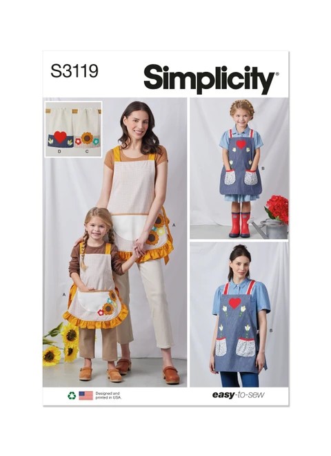 Simplicity Sewing Pattern Children and Misses' Aprons and Kitchen Accessories - S3119 - Size - S-L / S-L (K)
