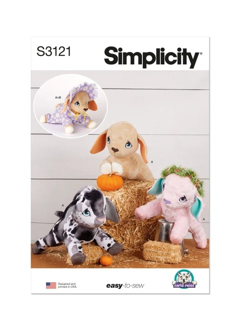 Simplicity Sewing Pattern Baby Goat Plushy and Accessories by Carla Reiss - S3121 - Size - One Size (K)