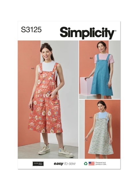Simplicity Sewing Pattern Misses' Knit Tops, Overalls and Jumper by Elaine Heigl Designs - S3125 - 8-16 or 18-26 (A,L,N)