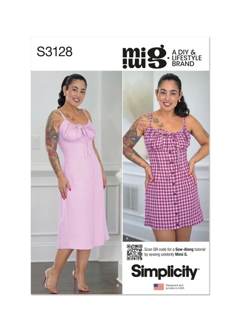 Simplicity Sewing Pattern Misses' Dress in Two Lengths by Mimi G Style - S3128 - 8-16 or 18-26 (A,L,N)