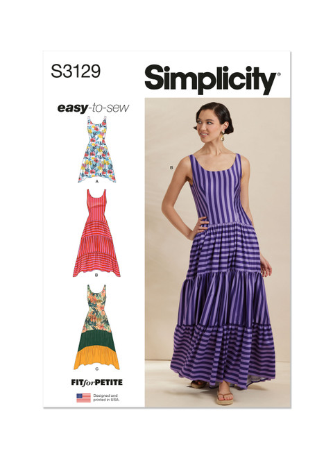 Simplicity Sewing Pattern Misses' Dresses with Petite Lines - S3129 - 4-12 or 14-22 (A,L,N)